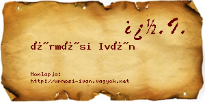 Ürmösi Iván névjegykártya